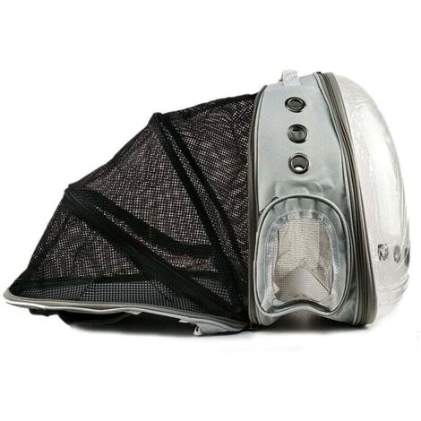 Mochila para perros y gatos. Bolsa de transporte para perros y gatos pequeños. Bolsa de burbujas para perros y gatos con ventana frontal transparente y parte trasera expandible, ideal para viajes (gri