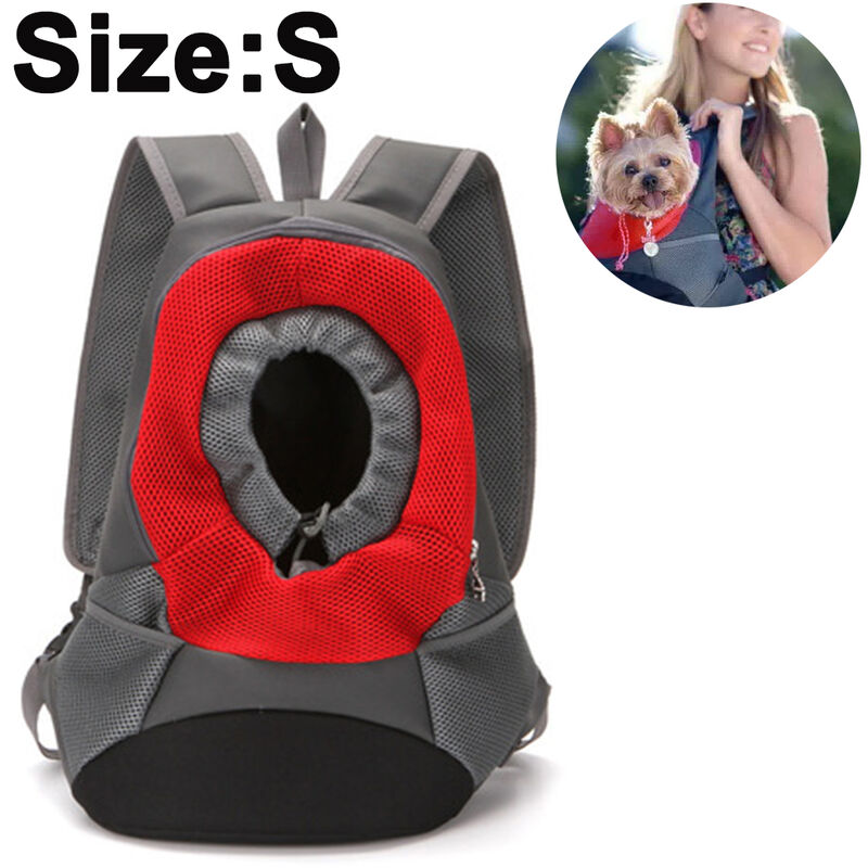 

Mochila para transporte de mascotas, paquete frontal para perros y gatos con diseño de cabeza exterior transpirable para perros pequeños y medianos