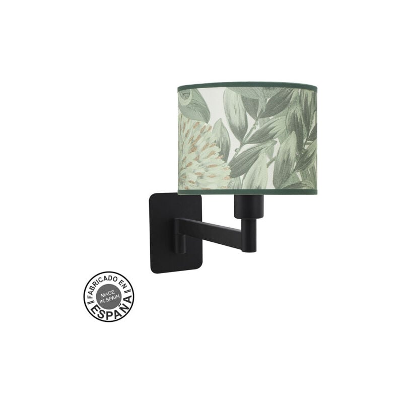 Applique murale fashionable 1xe14 noir/vert feuille 26x17x28 cm