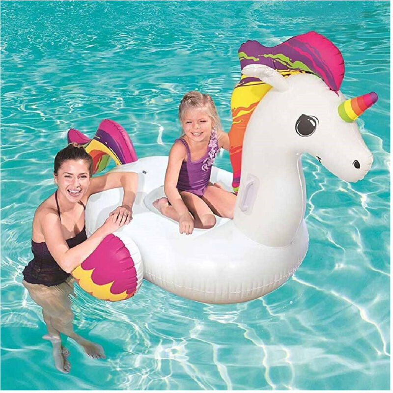 Trade Shop - Unicorno Fashion Luxury Cavalcabile Gigante 150 X 117 Cm Cavallo Arcobaleno -