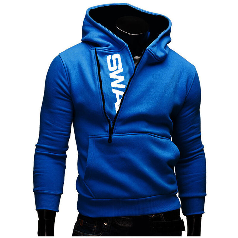 

Moda hombres sudaderas con capucha chandal sudadera hombres invierno calido cuello gorra manga larga ropa Swag pulover sudaderas con capucha,Azul, M