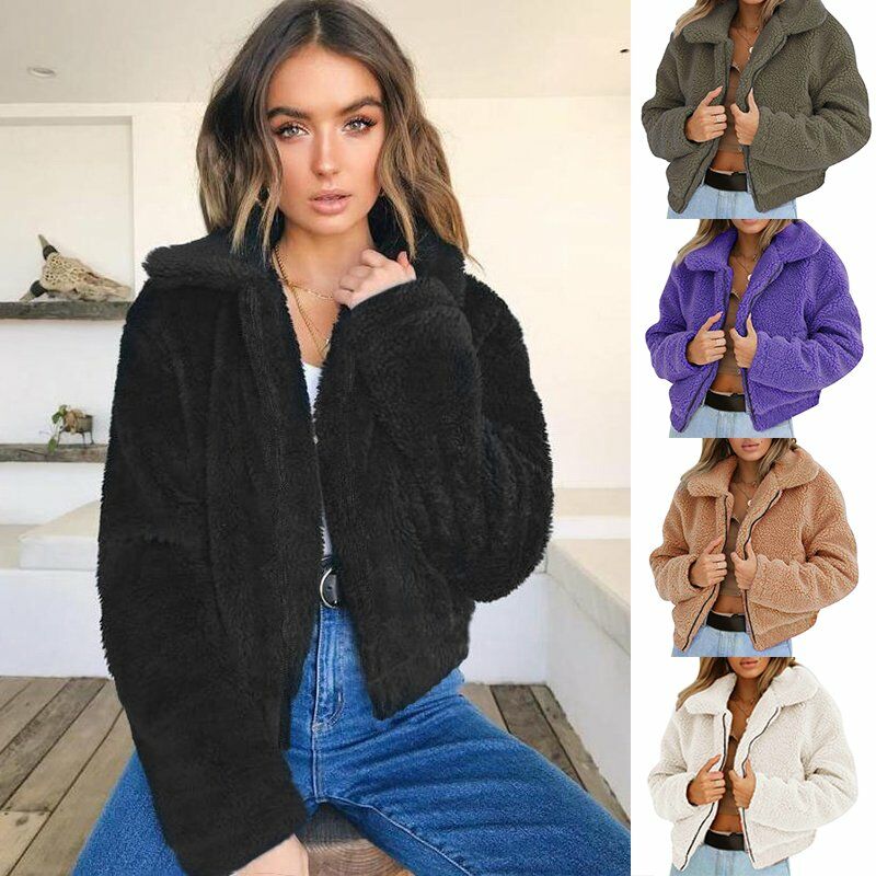 

Moda mujer abrigo de lana de invierno Cachemira suelta gruesa calida chaqueta de punto prendas de vestir exteriores abrigo,Morado, 2XL