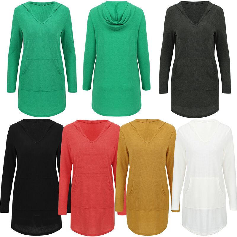 

Moda Mujer Sudaderas con capucha Solido Manga larga Bolsillo Casual Pullover Tops con capucha Blusa,Verde, XXXXL