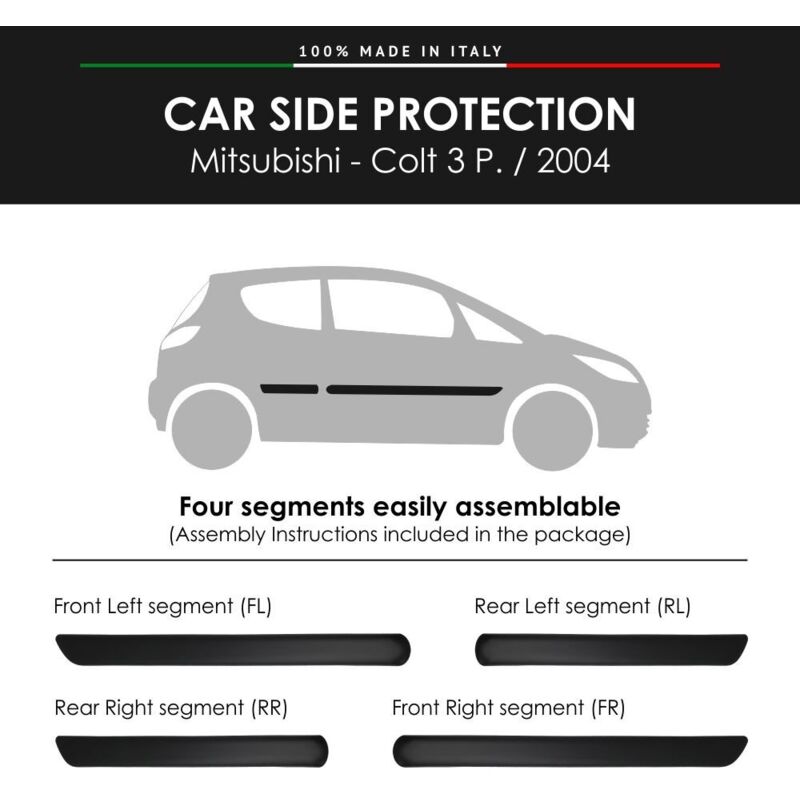 Modanature Laterali per Mitsubishi con Biadesivo 3M - Modello: COLT 3P.