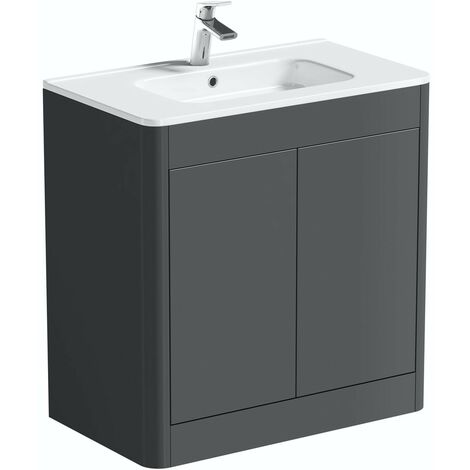 Mode Carter slate gloss grey floorstanding vanity unit and ceramic basin 800mm