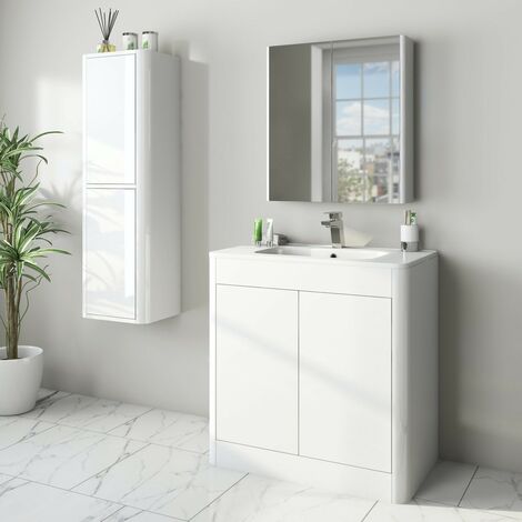 main image of "Mode Carter white furniture package with floorstanding vanity unit 800mm"