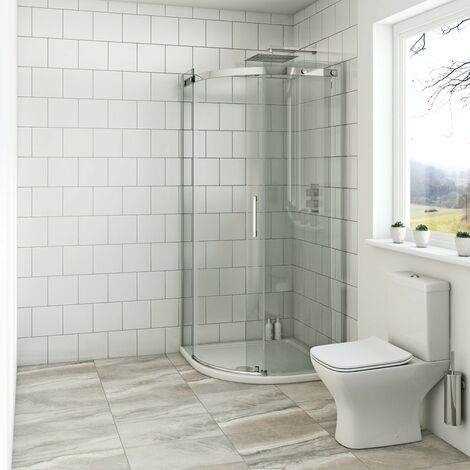 main image of "Mode Harrison 8mm easy clean quadrant shower enclosure with stone tray 800 x 800"