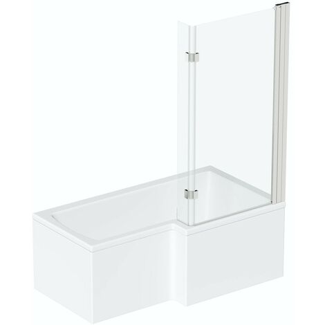 main image of "Mode L shaped right handed shower bath 1500mm with 8mm hinged shower screen"