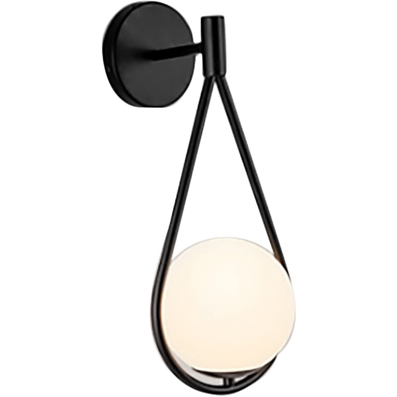 Mode Moderne ÉClairage Salle de IntéRieur Rond Luminaire Applique en MéTal Lampe de Chevet en Verre Applique Noir