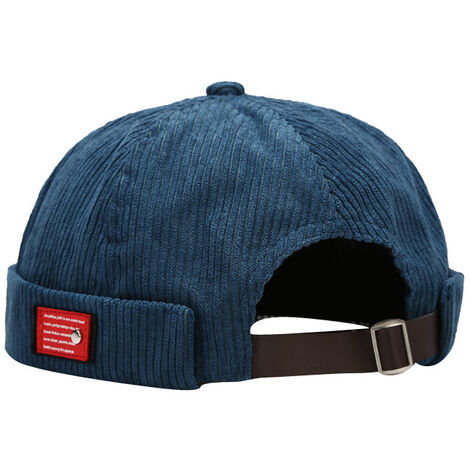 Mode rétro Beanie chapeau hommes dames printemps automne propriétaire chapeau Streetwear Hip Hop Beanie velours côtelé Docker chapeau 1 pièces (bleu marine)