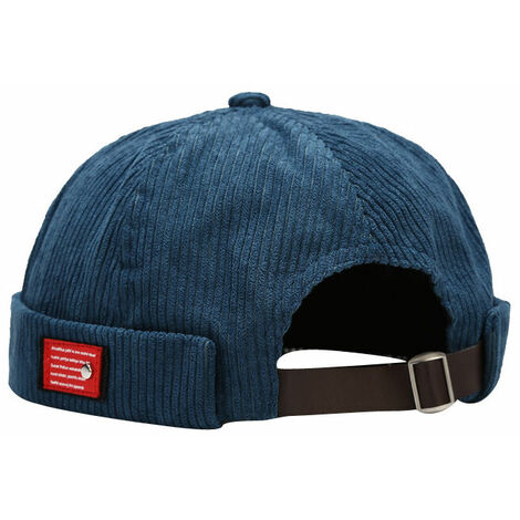 Mode rétro Beanie chapeau hommes dames printemps automne propriétaire chapeau Streetwear Hip Hop Beanie velours côtelé Docker chapeau 1 pièces (bleu marine)