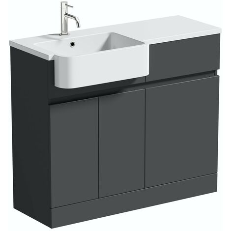 main image of "Mode Roche grey floorstanding vanity and semi-recessed basin 1000mm"
