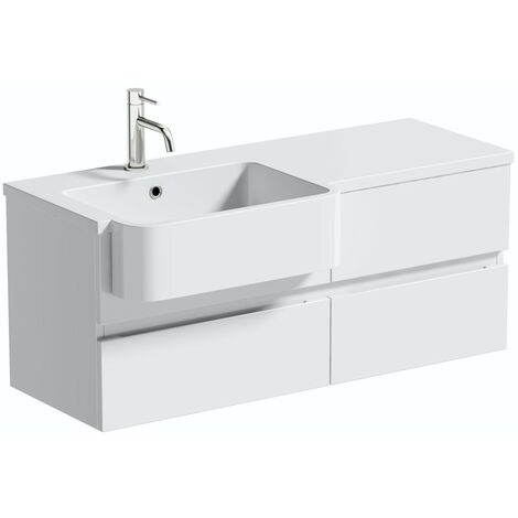 main image of "Mode Roche white wall hung vanity and semi-recessed basin 1000mm"
