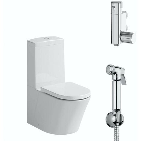 Mode Tate close coupled toilet with douche kit and soft close toilet seat