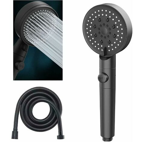 Mode Water Saving Shower Head, Adjustable Shower Head, One Button Shut Off, High Pressure Bathroom Universal (Black)