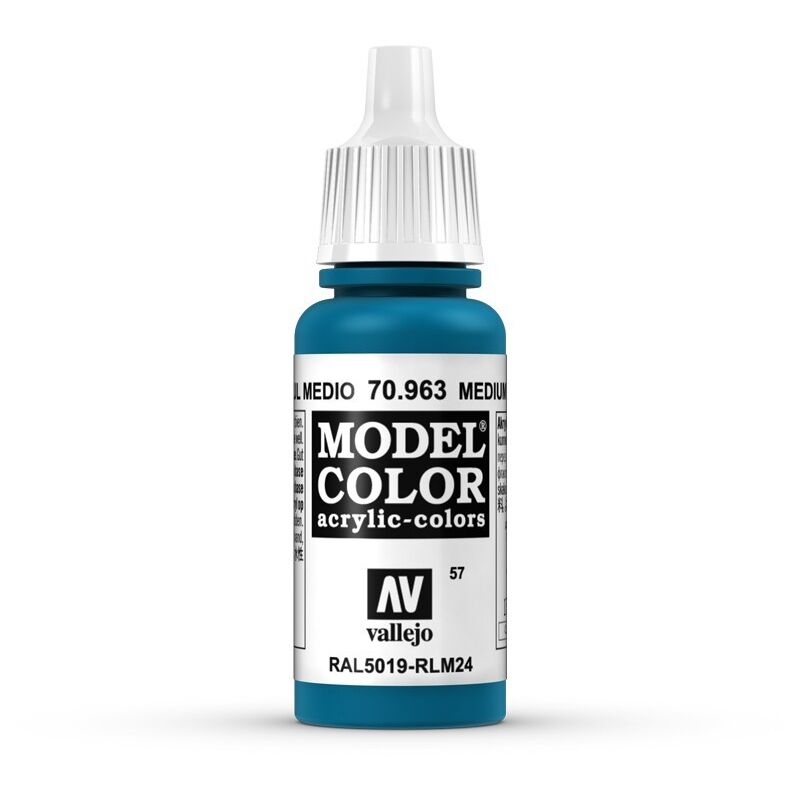 

Acrylicos Vallejo - MODEL COLOR PINTURA ACRILICA MATE 17 ML | COLOR: 963 Azul Medio RAL 5019/RLM24 - 963 Azul Medio RAL 5019/RLM24