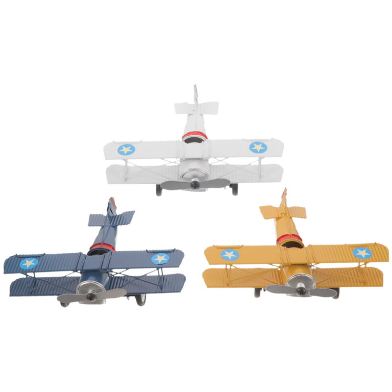 Feiyue - Modèle d'avion ornement rétro jouet bureau bébé 3 pièces planeur suite fer bureau salon fête décoration