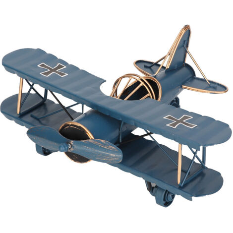 Modèle d'Avion Vintage en Fer Forgé - Décoration de Bureau et Accessoire Photo (Bleu)