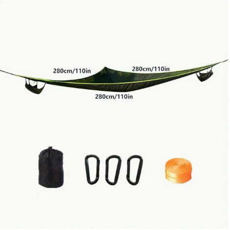 Modèle de base 280&280&280 cm Hamac triangulaire double pour camping en extérieur, anti-basculement, en maille respirante