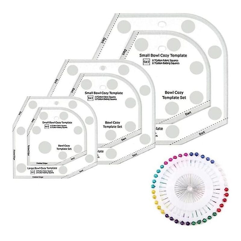 Modèle de bol 3 tailles, ensemble de règles de découpe de modèle de bol transparent en acrylique, quiltin