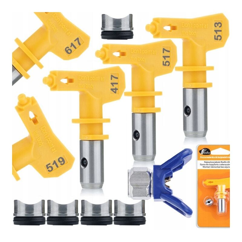 Modello ugello per verniciatura Rosfix 5X - 513 517 519 417 617 + coperchio ugello in acciaio inossidabile