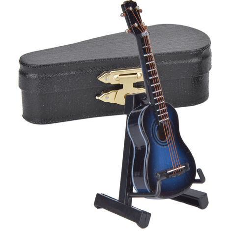 Modèle de Guitare Classique Miniature en Bois Bleu - Décoration de Bureau