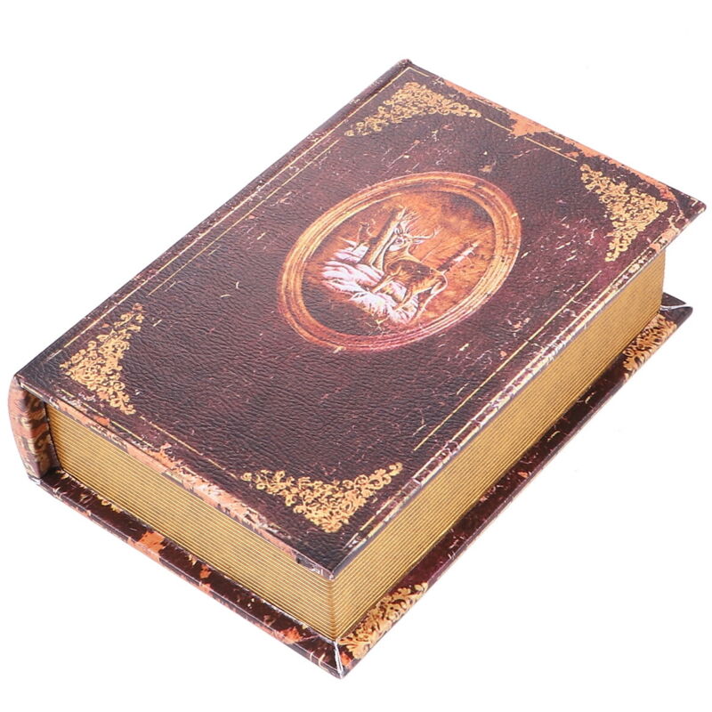 Modèle de livre de simulation de faux livre européen, ornements pour la maison (Le totem du cerf, taille s, marron)