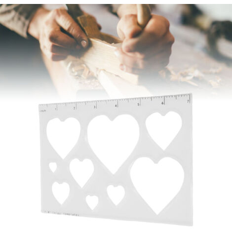 Modèle de Router avec Échelle Transparent pour Inlays en Bois DIY Coeur Amour 9 Modèles en 1 en Acrylique 1/4 Inch pour Décorations et Restaurations