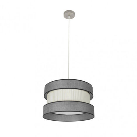 Modèle suspendu HOME Nickel avec abat-jour gris-beige FABRILAMP