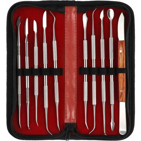 Wax Carving Tools Tool Sculpting Sculpture- Stainless Steel Wax Engraving  Kit Wax Spatula Wax Carving- Tool Set For Dental Use (black Bag)(10pcs)