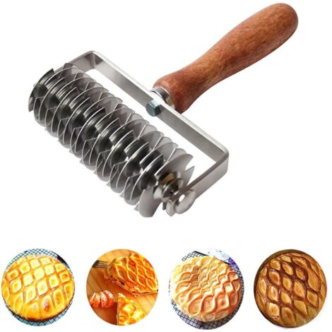 Modello a mattarello incrociato Rotella per pasticceria Modello a reticolo diamantato Rullo per pasticceria in acciaio inossidabile per pizza Lattice Pane Pasta Biscotto Torta Utensile da forno per cu