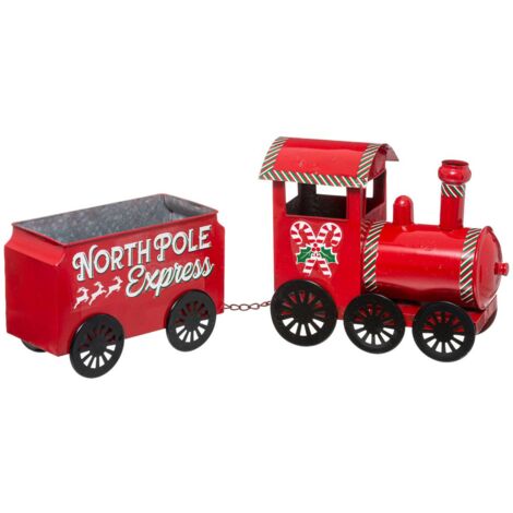 Modelo grande de tren metálico rojo L 66 cm - Atmosphera créateur d'intérieur