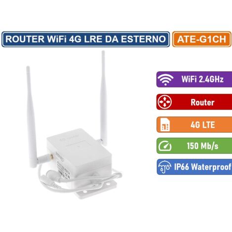 MODEM ROUTER WIRELESS 4G LTE 2.4GHZ 150MBPS 2 ANTENNE DA ESTERNO IP66 WATERPROOF
