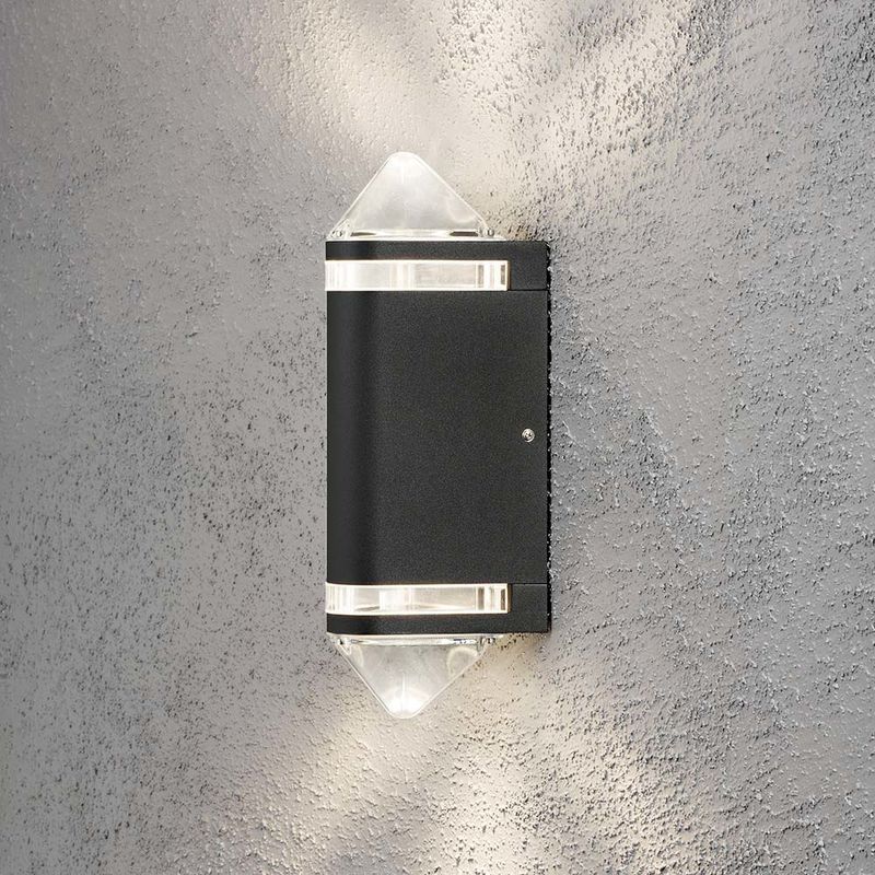 Modena Aussen-Wandleuchte mit doppeltem Lichtkegel Schwarz, klares Acrylglas