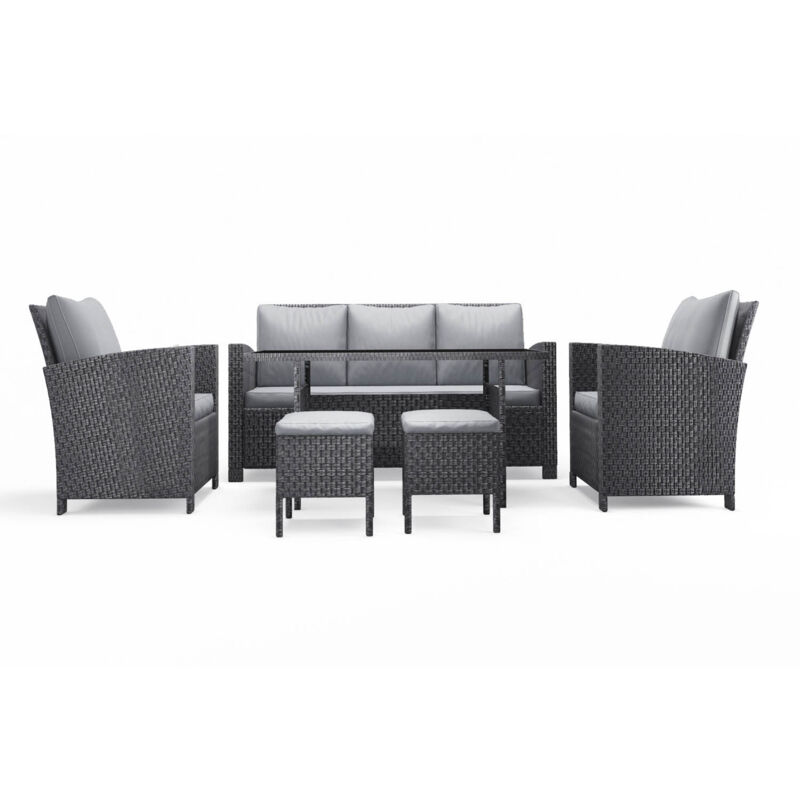 

Modena Módena gris - Conjunto de jardín de 6 piezas de Resina trenzada - Gris