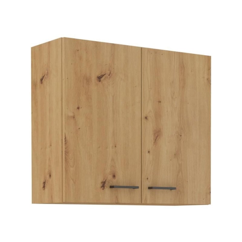 Sans Marque - modena - Meuble haut - 2 portes - 80 x 71,5 x 31cm - Chene artisan / Noir mat