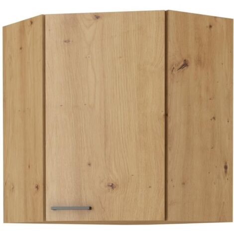 MODENA - Meuble haut d'angle - 89/89 x 31 x 71,5 cm - Chêne artisan / Noir mat