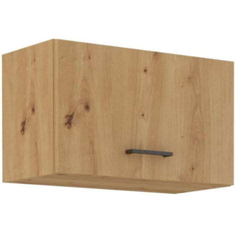 MODENA - Meuble haut hotte - 1 porte - 60 x 31 x 72 cm - Chene artisan / Noir mat