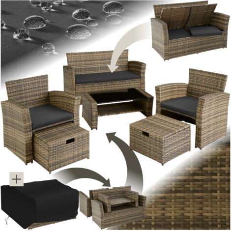 Rattan garden furniture set Modena - garden sofa, garden sofa set, rattan sofa - nature - naturale