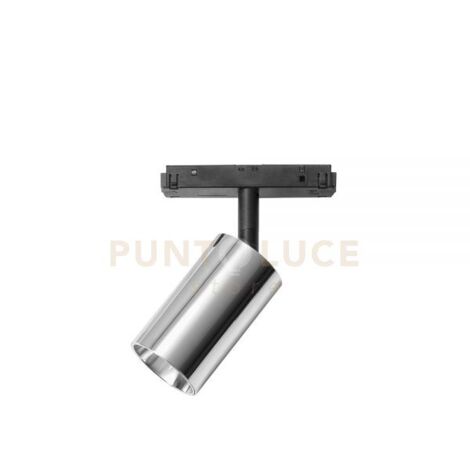 MODENA SP/G - FARETTO PROIETTORE REGOLABILE CROMO PER BINARI 48V INCASTRO MAGNETICO LED 3000K 970LM 15W