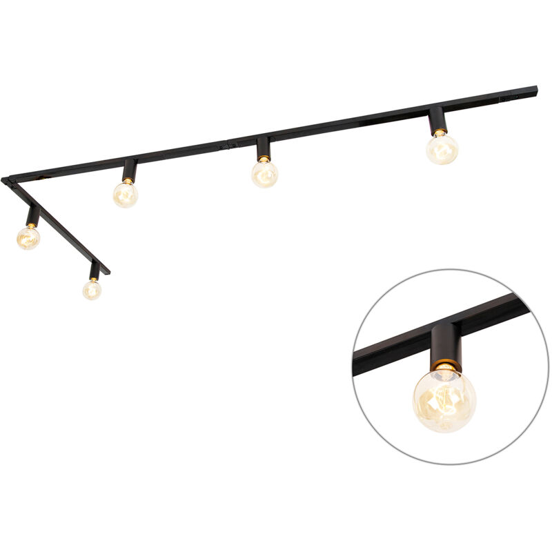 Qazqa - Modern 1-Phase Track Lighting 5-Lights Incl. E27 Fitting Black - Jeana