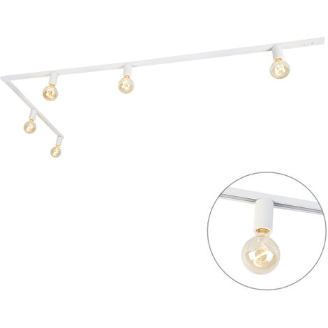 Modern 1-phase rail system 5-lights incl. E27 fitting white - Jeana