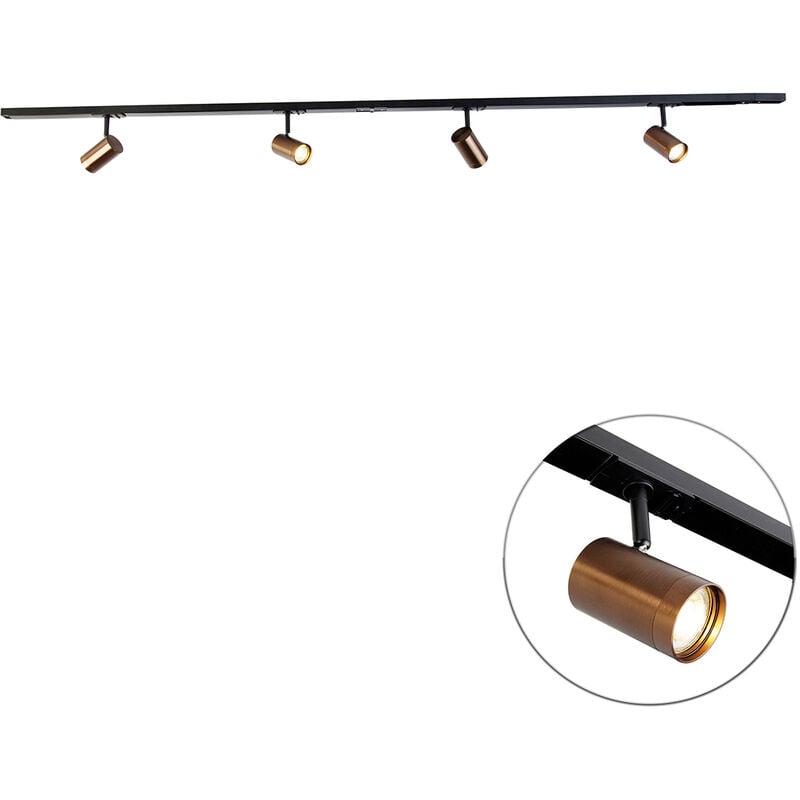 Qazqa - Modern 1-Phase Track Lighting with 4 Spotlights Dark Bronze - Jeana