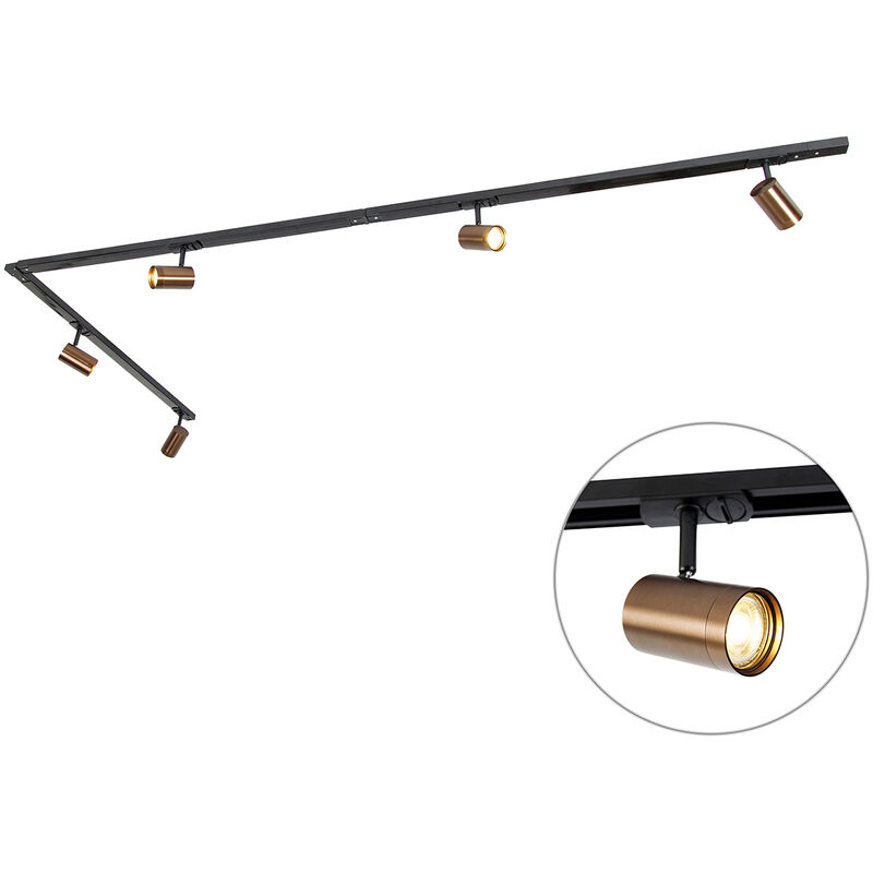Modern 1-Phase Track Lighting with 5 Spotlights Dark Bronze - Jeana