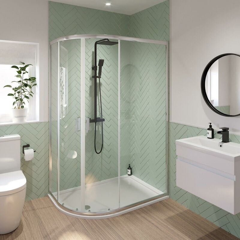 Modern 1000 x 800mm Left Hand Offset Quadrant Shower Enclosure Framed 6mm Glass