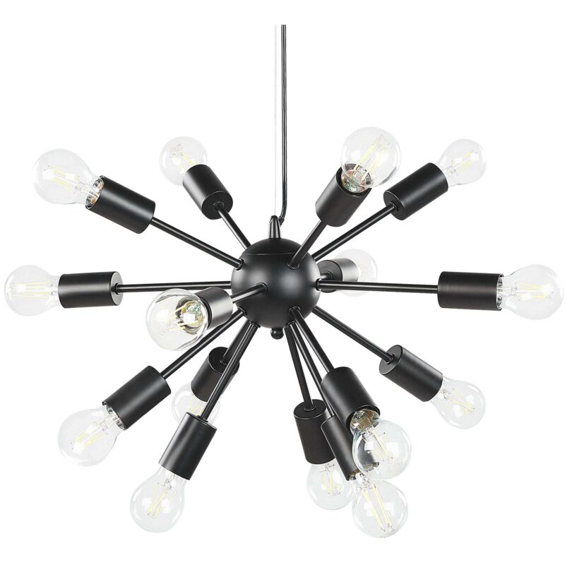Beliani - Modern 15-Light Ceiling Pendant Lamp Exposed Light Bulb Fixture Black Balagas