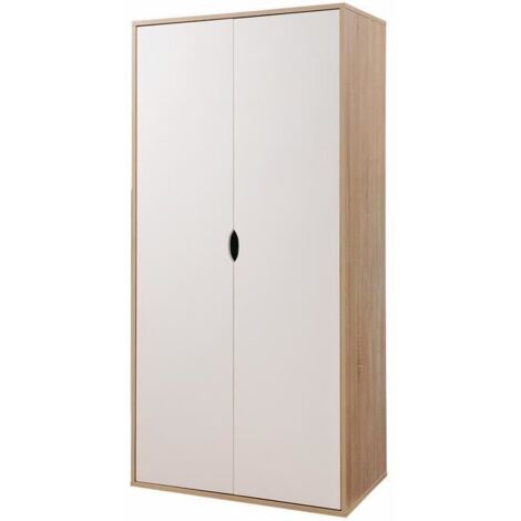 Modern 2 Door Wardrobe With Hanging Rail In Sonoma Oak & White