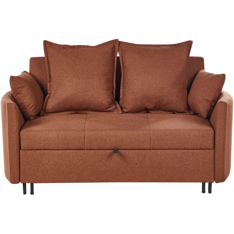 Beliani Sofa Bed 2 Seater Hovin Fabric Golden Brown