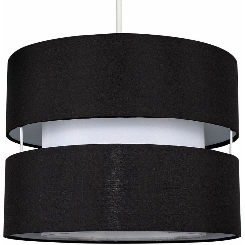 2 Tier Ceiling Pendant Light Shade - Black