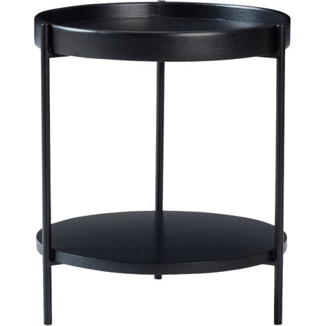 Modern 2-Tier Round Tray Coffee Table - Wood & Iron 444448
